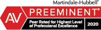 Martindale-Hubbell AV Preeminent | Peer Rated for Highest Level of Professional Excellence | 2020